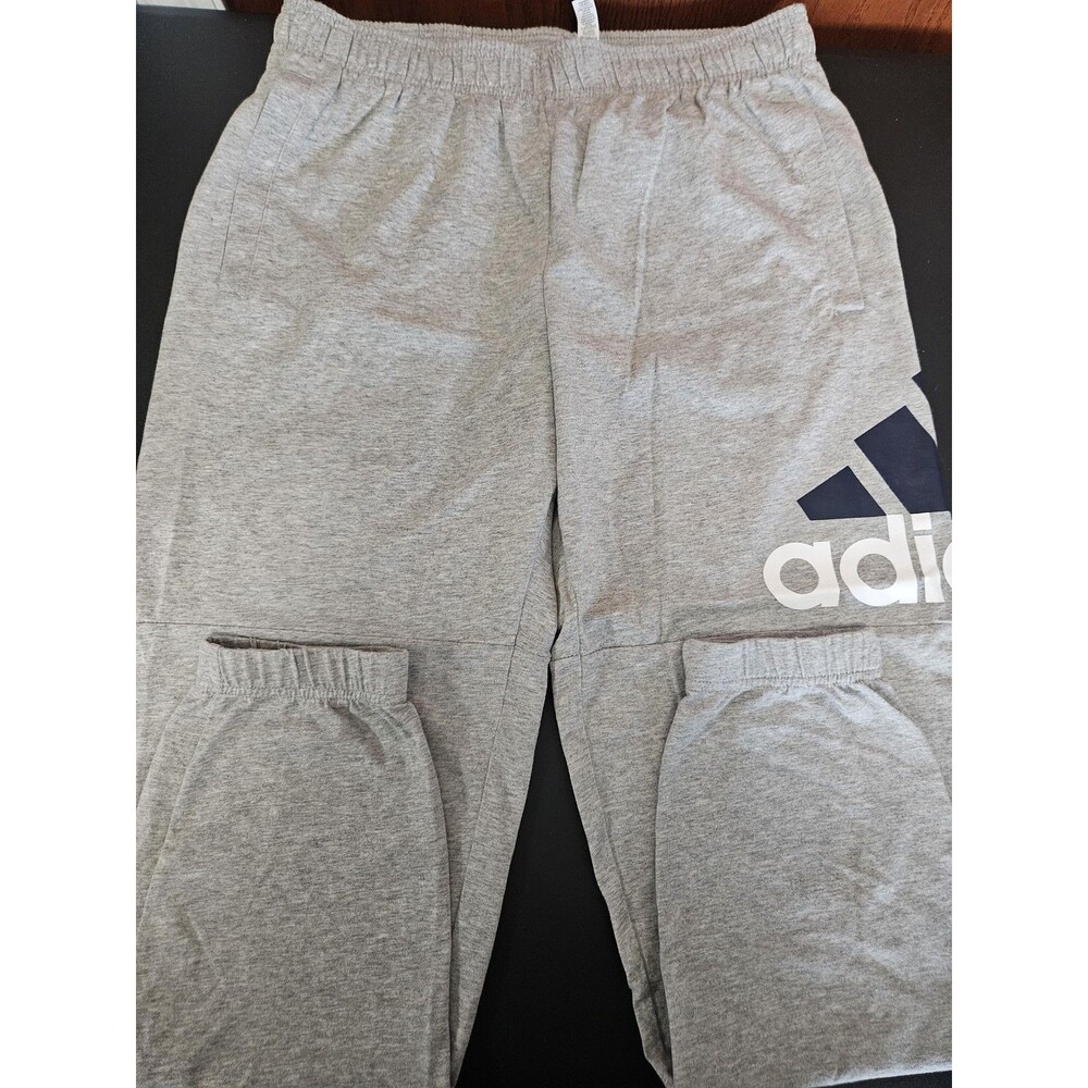 Adidas Pants Men's Size Large Gray Jogger Jersey Knit Elastic Waist Logo
